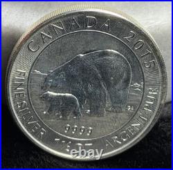 QE II SILVER COIN, CANADIAN 8 DOLLARS, 1.5oz. 9999 SILVER, 2015, NICE