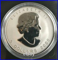RARE 2005 CANADA $5 SILVER MAPLE LEAF Tulip privy Reverse proof coin