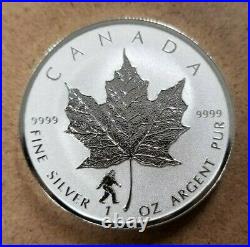 RARE 2016 1 oz. 9999 silver Canadian maple BIGFOOT PRIVY coin Reverse Proof BU