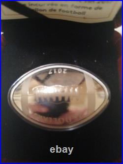 RCMC 2017 Pure Silver$25 Football Shaped And Curved Coin RCMC 2017 Pure Silver$25 Football Shaped And Curved Coin