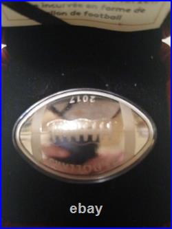 RCMC 2017 Pure Silver$25 Football Shaped And Curved Coin RCMC 2017 Pure Silver$25 Football Shaped And Curved Coin