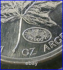 RCM 1 oz Silver bullion (9999) Maple Leaf round with Fireworks privy mark