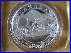 RCM 2015 Canoe Across Canada $10 Fine Silver six coin set with wooden display