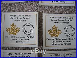 RCM 2015 Canoe Across Canada $10 Fine Silver six coin set with wooden display
