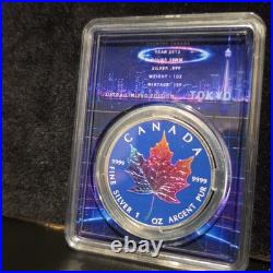 Rare #111 2013 1 Oz 99.99 Silver Canadian Maple City Legends Tokyo Colorized