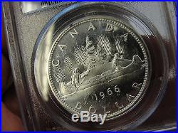 Rare 1966 Canada Dollar Canadian PCGS PL63 Small Sm Beads $1 Coin Graded Silver