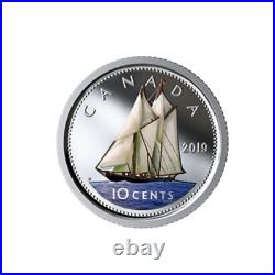 Rare Canada 10 cents coin, Silver Colorized Bluenose Schooner, UNC, 2019