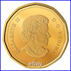 Rare Canada $1 Special Dollar Coin Loonie, Coloured Gold Plated, UNC, 2020