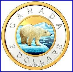 Rare Canada Coloured Toonie 2 Dollars Coin Polar Bear 99.9% silver UNC 2020