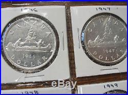 Rare Collection 18 Canada $1 Silver Dollar Canadian Coins 1948 MS 1946 1947 1951