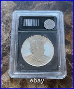 Rare Enhanced Red 2021 Canada 1 oz. 9999 silver Maple Leaf BU coin in slab