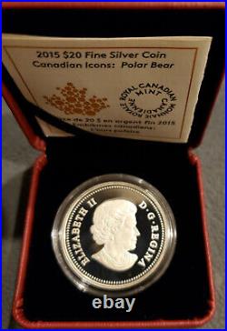 Rare Limited Proof Silver Canadian Icons Polar Bear Jade Inlay 2015 1 Oz Coin