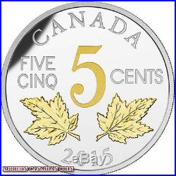 Revisit Canada 5 Cents Nickel History(2015)- 6 COINS SET FINE SILVER-GOLD PLATED