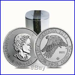 Roll Of 15 2016 1.5 Oz Canadian Silver White Falcon $8 Coin Fine Bu