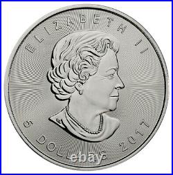 Roll of 25 2017 Canada 1 oz Silver Maple Leaf $5 Coin GEM Brilliant Uncirculated