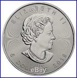 Roll of 25 2018 Canada 1 oz Silver Maple Leaf $5 Coins GEM BU PRESALE SKU49796