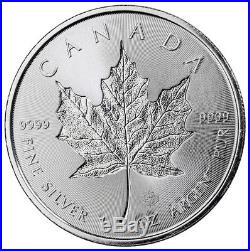 Roll of 25 2018 Canada 1 oz Silver Maple Leaf Incuse $5 BU Coins SKU52130