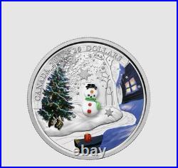 Royal Canadian Mint 1 oz. Fine Silver Coin 2014 $20 Venetian Glass Snowman