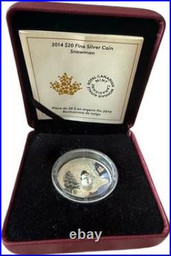 Royal Canadian Mint 1 oz. Fine Silver Coin 2014 $20 Venetian Glass Snowman