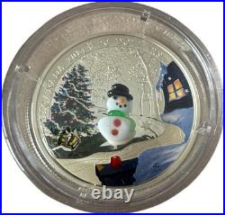 Royal Canadian Mint 1 oz. Fine Silver Coin 2014 $20 Venetian Glass Snowman