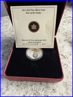 Royal Canadian Mint 2013.999 Fine Silver Commemorative Coin Year of the Snake