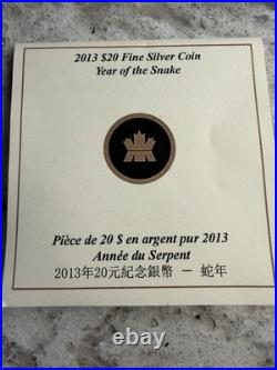 Royal Canadian Mint 2013.999 Fine Silver Commemorative Coin Year of the Snake