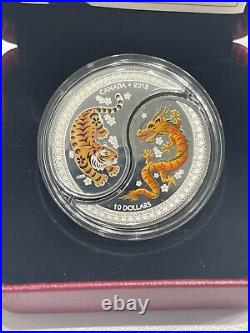 Royal Canadian Mint 2018 $10.999 Fine Silver Coin Yin and Yang Tiger and Dragon