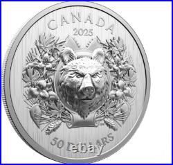 Royal Canadian Mint 2025 $50 Heraldic Bear 1 oz Fine Silver Collectible Coin