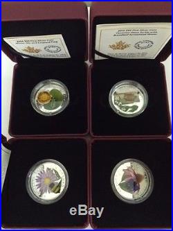 Set Of 4 Rcm Canada Venetian Glass Silver Coins Bumble Bee, Butterfly, Frog +