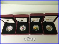Set Of 4 Rcm Canada Venetian Glass Silver Coins Bumble Bee, Butterfly, Frog +