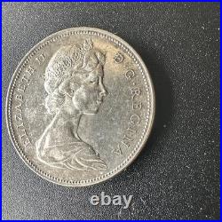 SMALL BEAD VARIANT -1966 Canada Silver Dollar, 0.800 Silver Coin 485 PRODUCED