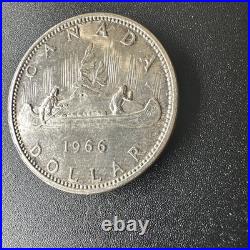 SMALL BEAD VARIANT -1966 Canada Silver Dollar, 0.800 Silver Coin 485 PRODUCED