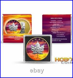 SUNSET EDITION Maple Leaf 1 Oz Silver Coin 5$ Canada 2021