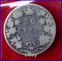 Scarce 1890 H Canada Silver Half Dollar 50 Cent Coin ICCS AG-3