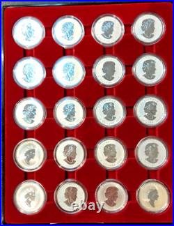 Set of 20 Canada 1 Oz Maple leaf privy mark coins includes dragon