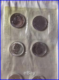Sheet of 10 1 Oz. 2006 Canada Silver Maple Leaf Coins Royal Canadian Mint Seal