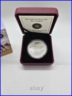 Silver Coin 2013 $100 Fine 99.99 1 oz Bison Stampede Limited To 50,000
