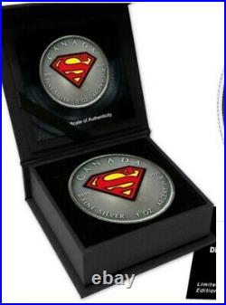 Silver Superman Coin 91/100 Limited Maple Leaf 5$ Certificated incl. In Ovp