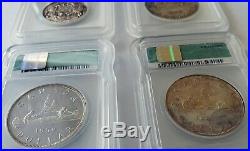 Six! 1935 1948 1947 1950 Canada Silver Dollar MS-63 61 PL64 MS64 Strap 50c Coin