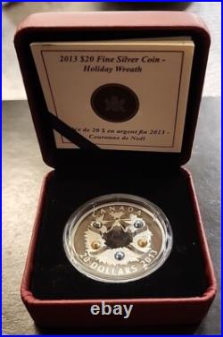 THE CANADA? SILVER $20/1 oz. /2013 COIN & SWAROVSKI CRYSTAL HOLIDAY WREATH