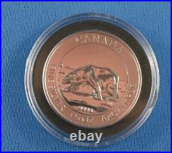 Three -1.5 Oz Pure Silver Coins Polar Bear Snow Falcon Grizzly & Stands
