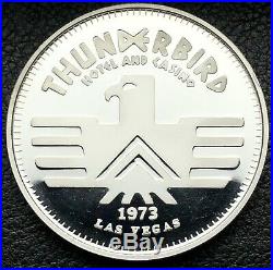 Thunderbird Hotel & Casino Las Vegas 1973 1 oz. 999 Fine Silver Art Coin (8629)