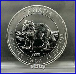 (Tube of 15) 2014 $8 Canada 1.5 oz Artic Fox. 9999 Fine Silver BU Coin 1 1/2oz