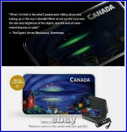 UFO COIN 2020 CANADA The Clarenville Event Glow-In-The-Dark $20 1oz Pure Silver