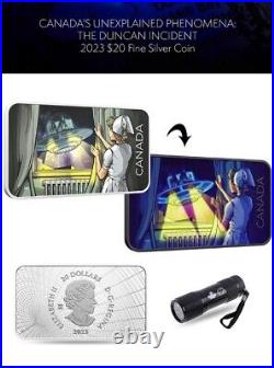 UFO Duncan Incident Unexplained Phenomena 2023 CANADA 1oz. 9999 Silver $20 Coin UFO Duncan Incident Unexplained Phenomena 2023 CANADA 1oz. 9999 Silver $20 Coin