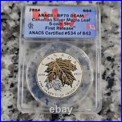 UNDER VALUE Canada 2014 $4 Maple Leaf plated Gold. 9999 Silver Coin ANACS RP70 D