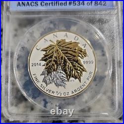 UNDER VALUE Canada 2014 $4 Maple Leaf plated Gold. 9999 Silver Coin ANACS RP70 D