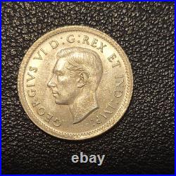 Uncirculated 1937 King George VI 10 Cents Silver Coin Canada