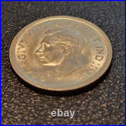 Uncirculated 1937 King George VI 10 Cents Silver Coin Canada