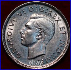Uncirculated 1937 King George VI 25 Cents Silver Coin Canada